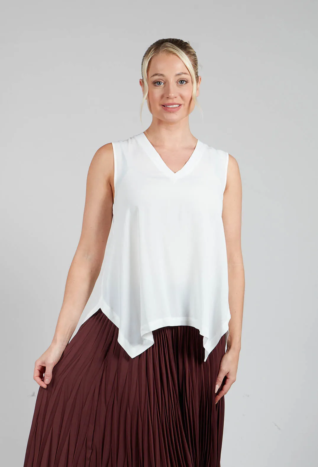 White V Neck Loose Fit Top