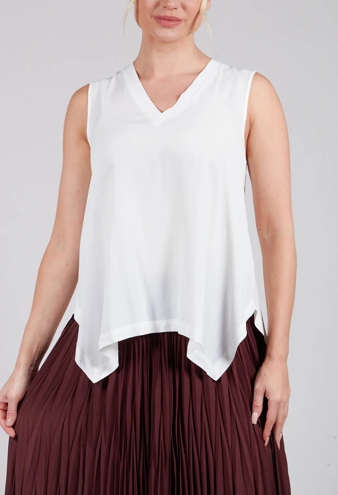 White V Neck Loose Fit Top