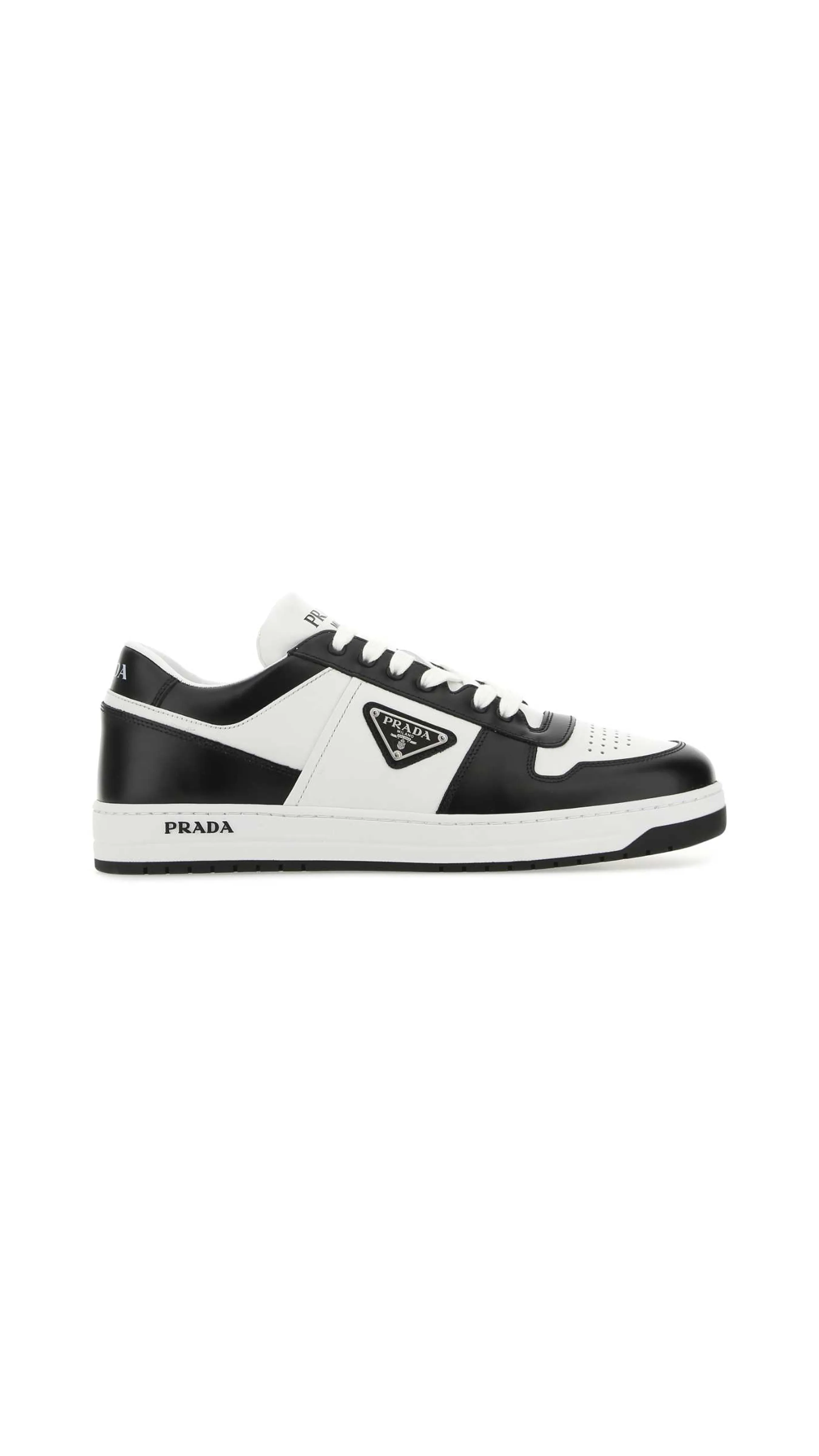 White/Black Leather Sneakers