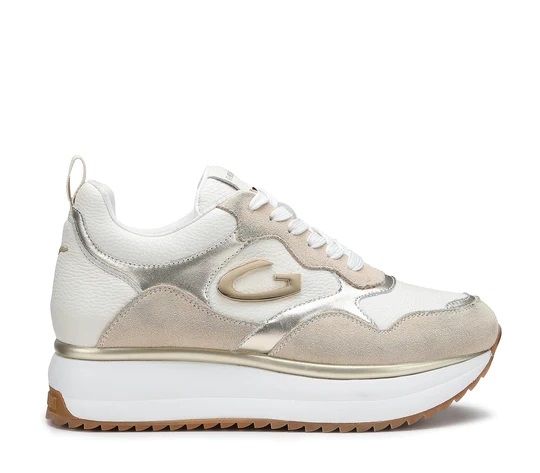 White/Gold Sneakers for Women - Guardiani Louise AGW017006