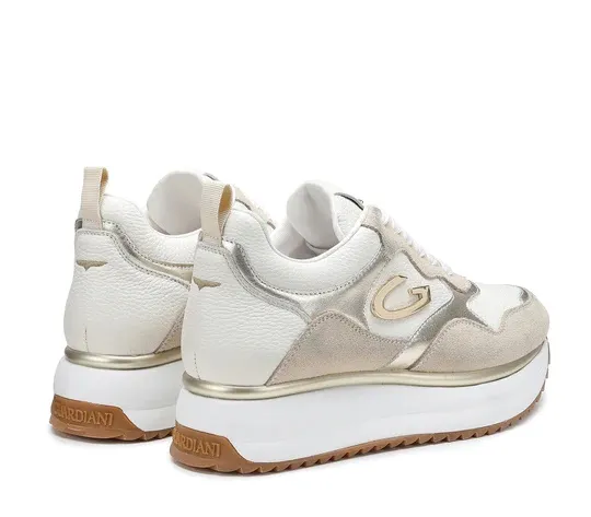 White/Gold Sneakers for Women - Guardiani Louise AGW017006