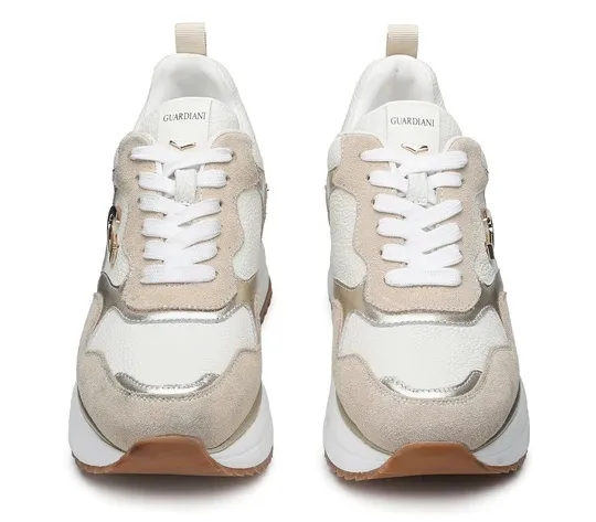 White/Gold Sneakers for Women - Guardiani Louise AGW017006