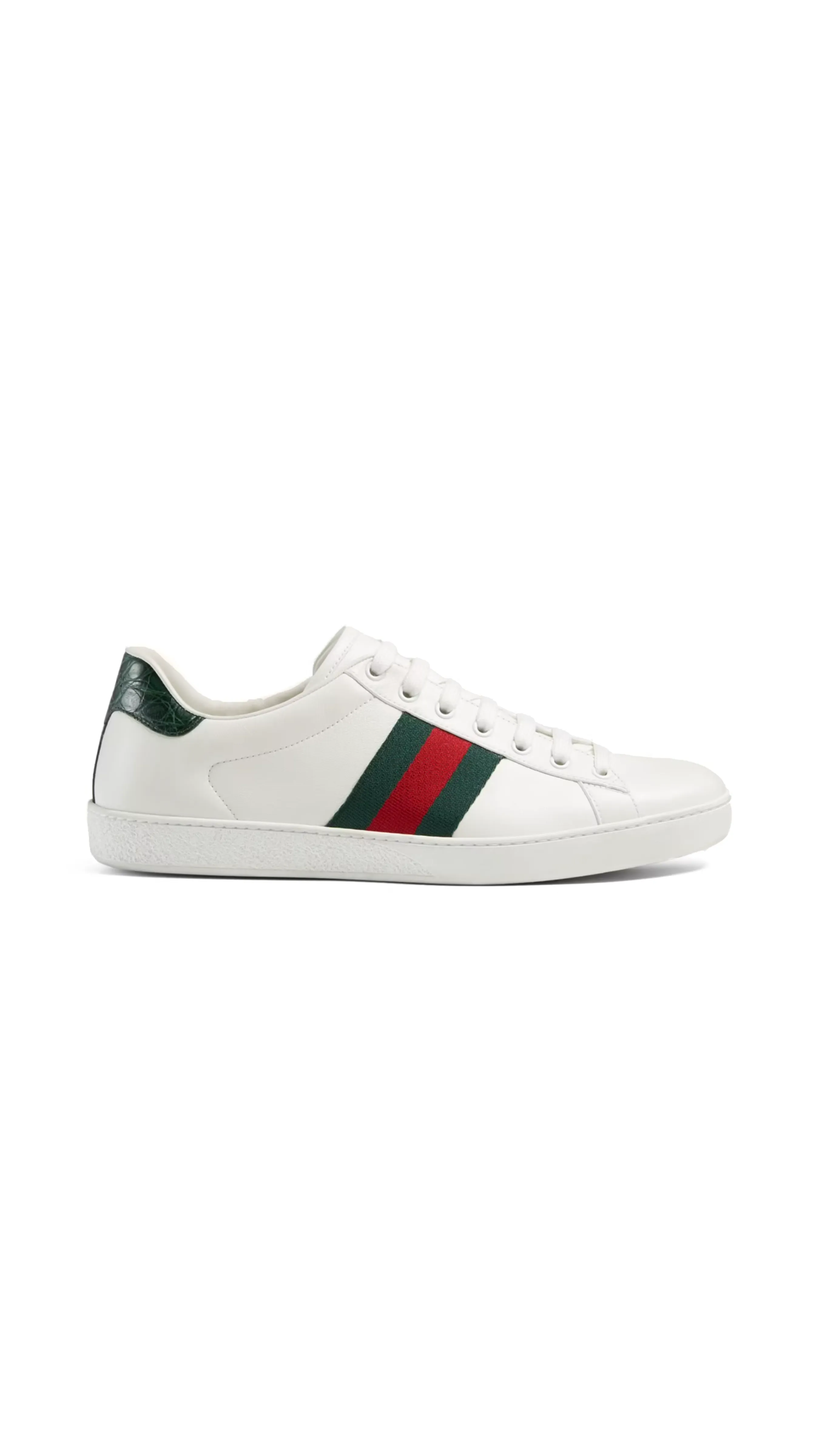 White/Green Ace Leather Sneakers