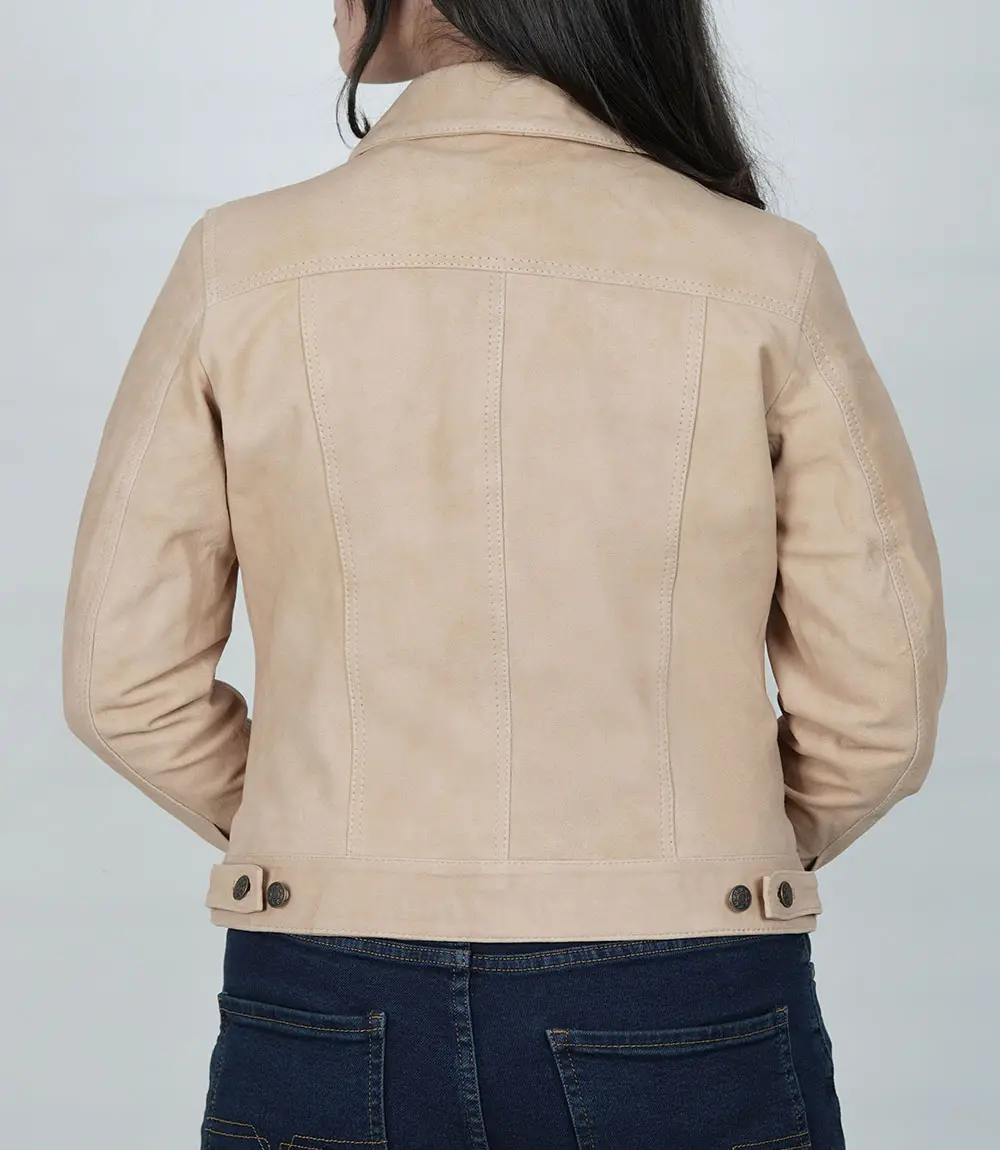 Women's Camel Suede Trucker Jacket