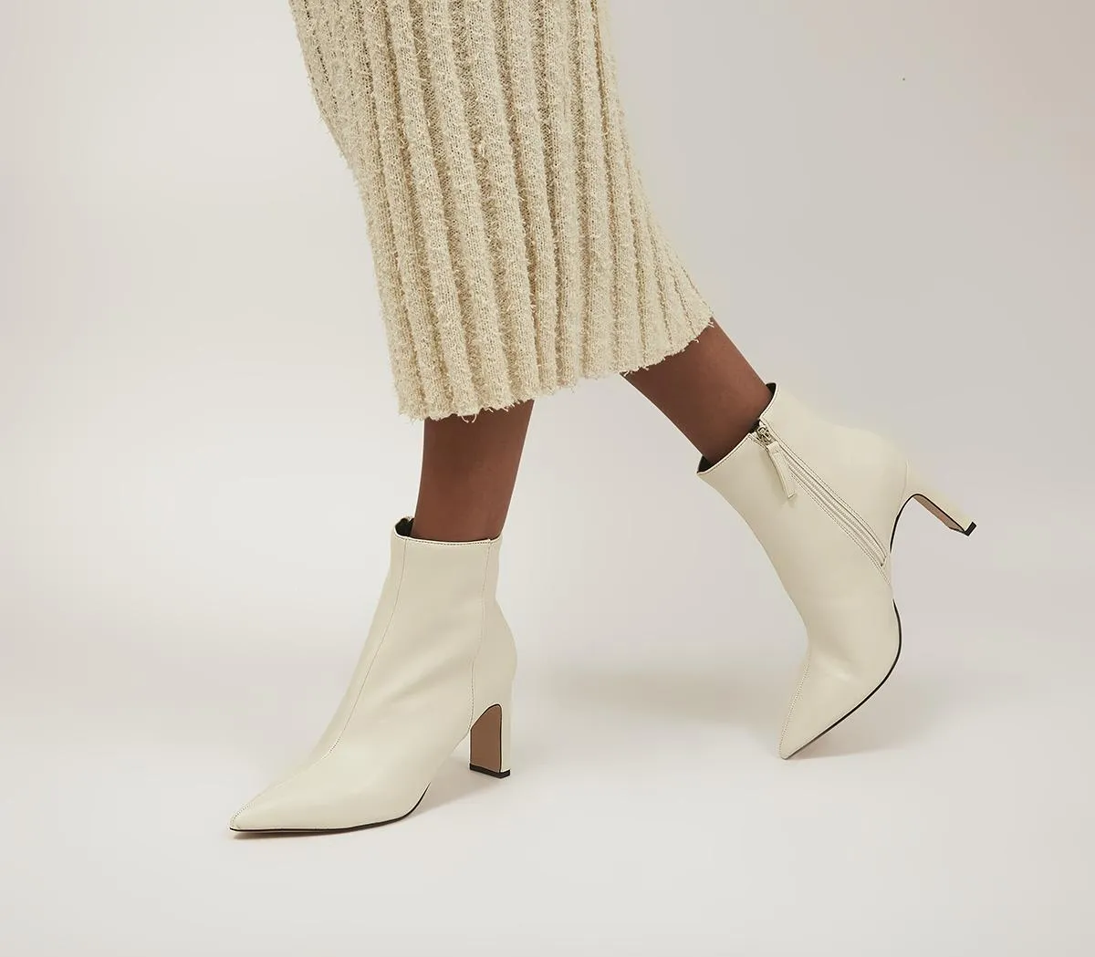 Women's Adele Slim Heel Ankle Boots Off White - Office Footwear