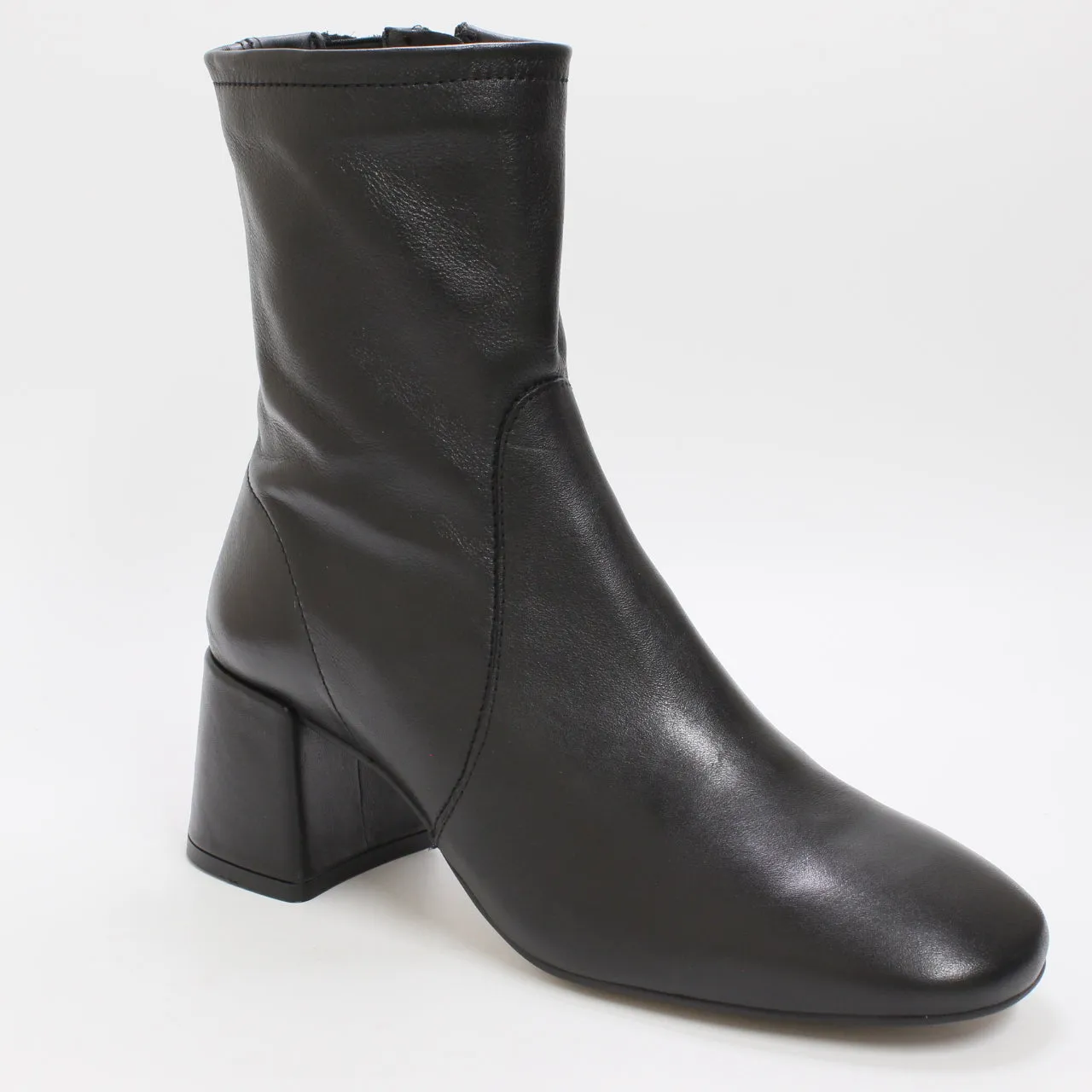 Women's Black Leather Office Alexis Heeled Ankle Boots