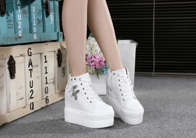 Women's Breathable Wedge Platform Sneakers with Hidden Heels