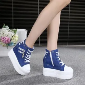 Women's Breathable Wedge Platform Sneakers with Hidden Heels