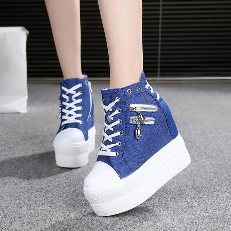 Women's Breathable Wedge Platform Sneakers with Hidden Heels