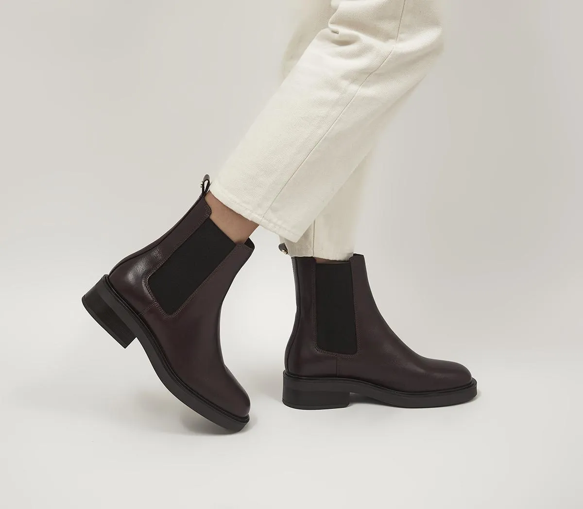 Women's Office Ankle Boots - Attention Clean Chelsea in Chocolate Leather