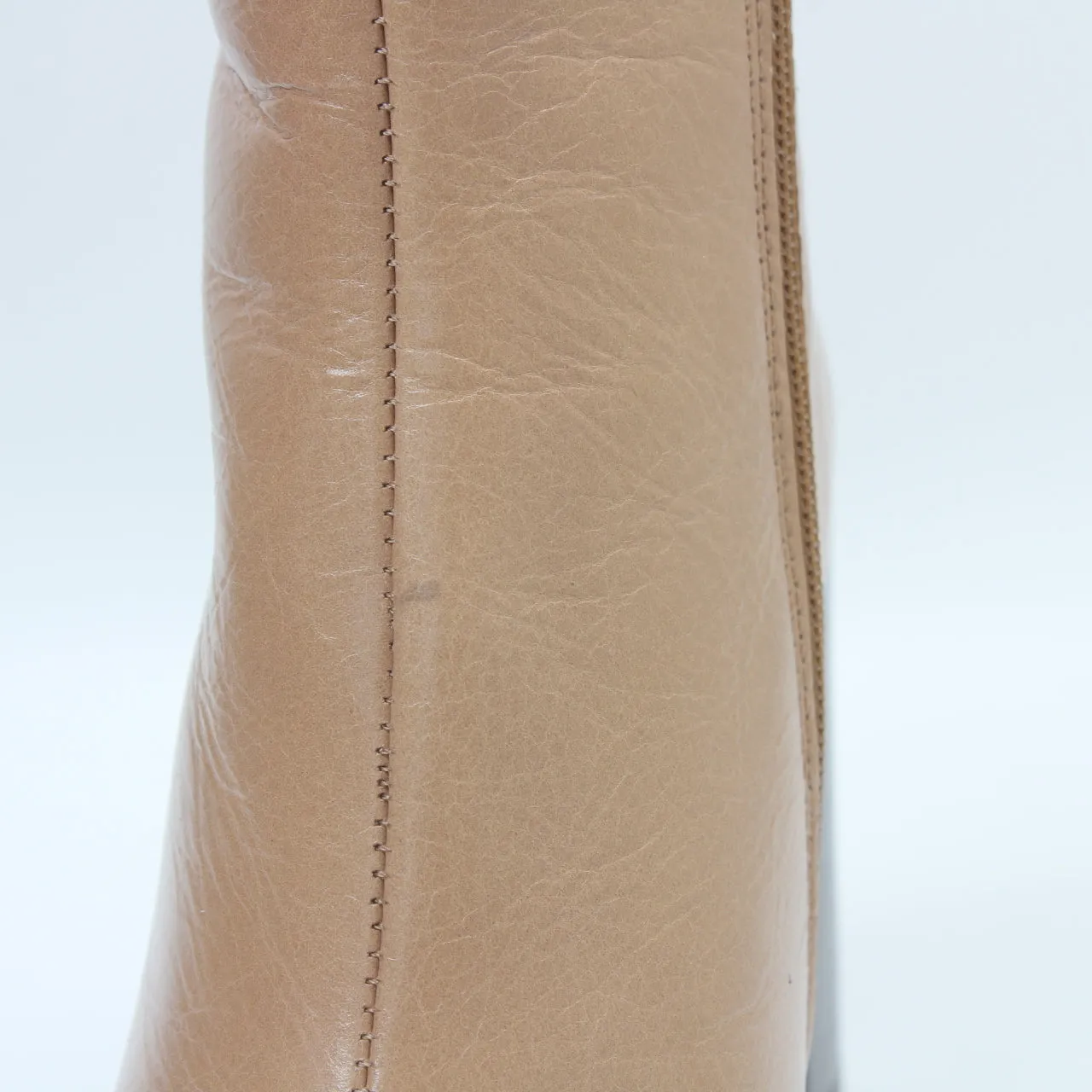 Women's office square toe ankle boots, camel leather