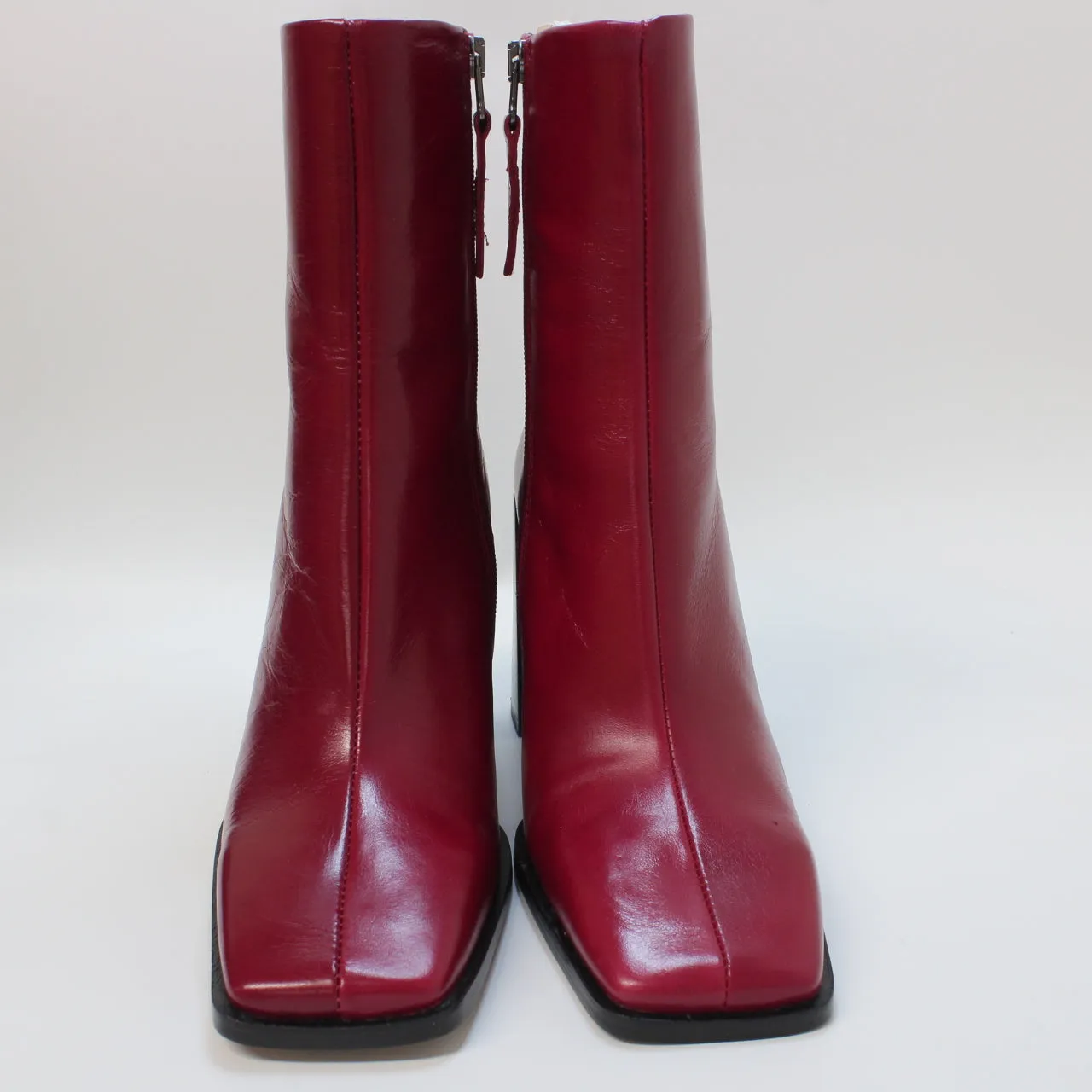 Women's Red Leather Square Toe Ankle Boots - Arlen Square Toe Ankle Boots - Shop Now