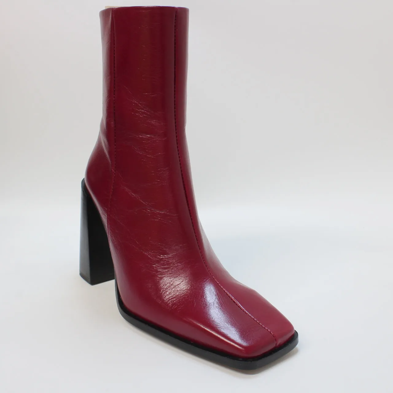 Women's Red Leather Square Toe Ankle Boots - Arlen Square Toe Ankle Boots - Shop Now