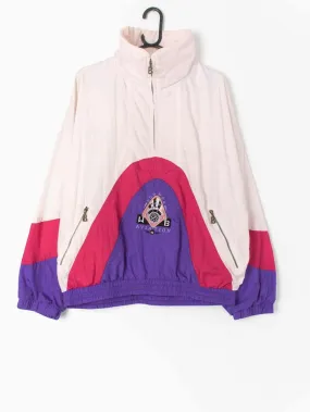 Womens vintage Bogner shell jacket windbreaker 90s white pink purple – XL