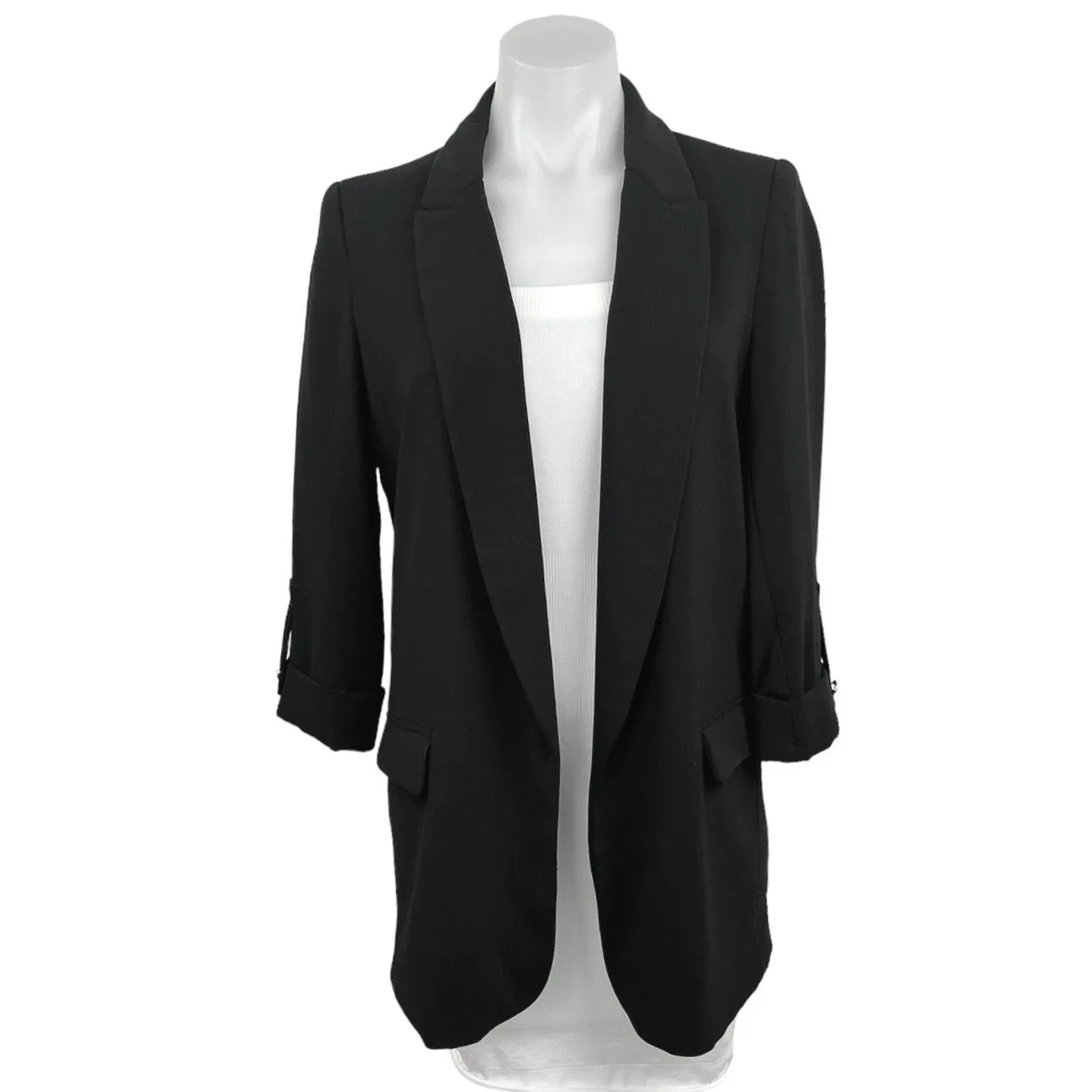 Zara Basic Women's Black Long Sleeve Business Open-Front Blazer Jacket Size S