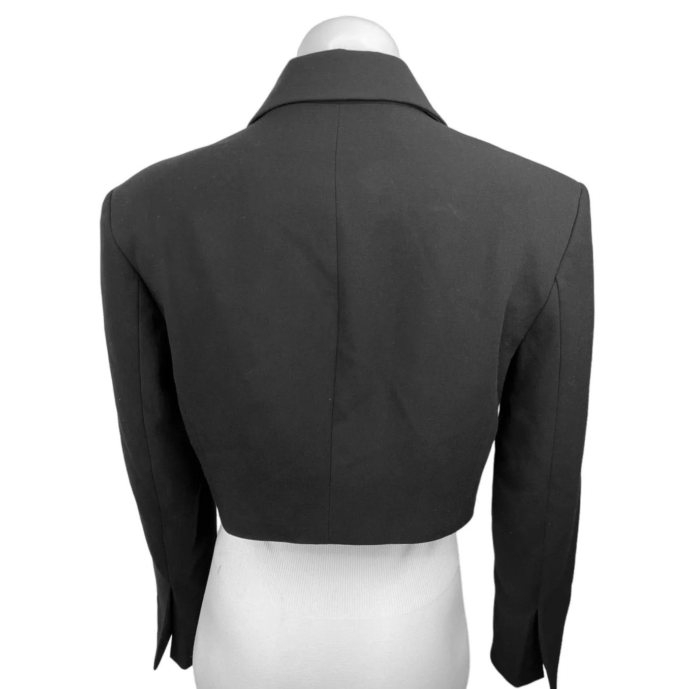 Zara Black One Button Notch Lapel Collar Long Sleeve Crop Blazer Jacket Top XS