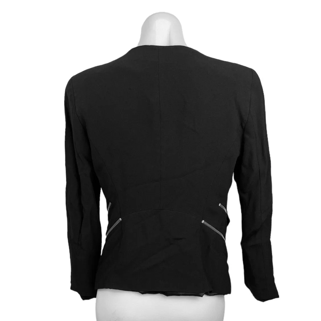 Zara Woman Black Open Front Pockets Business Career Office Blazer Coat Jacket M