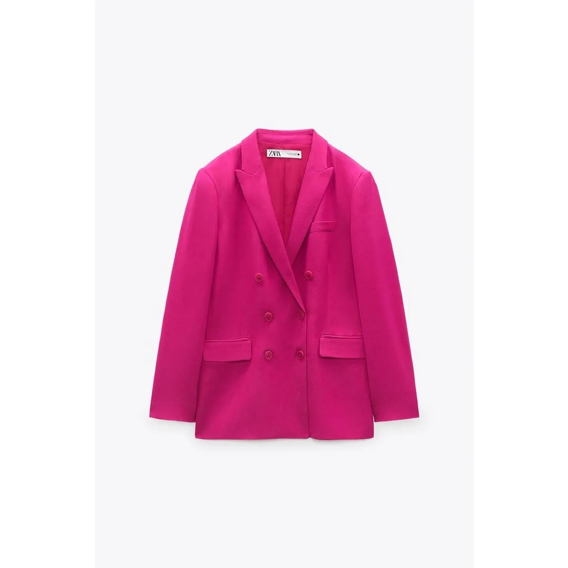 Zara Women's Fuchsia Pink Double Breasted Notch Collar Blazer Coat Jacket Sz XS