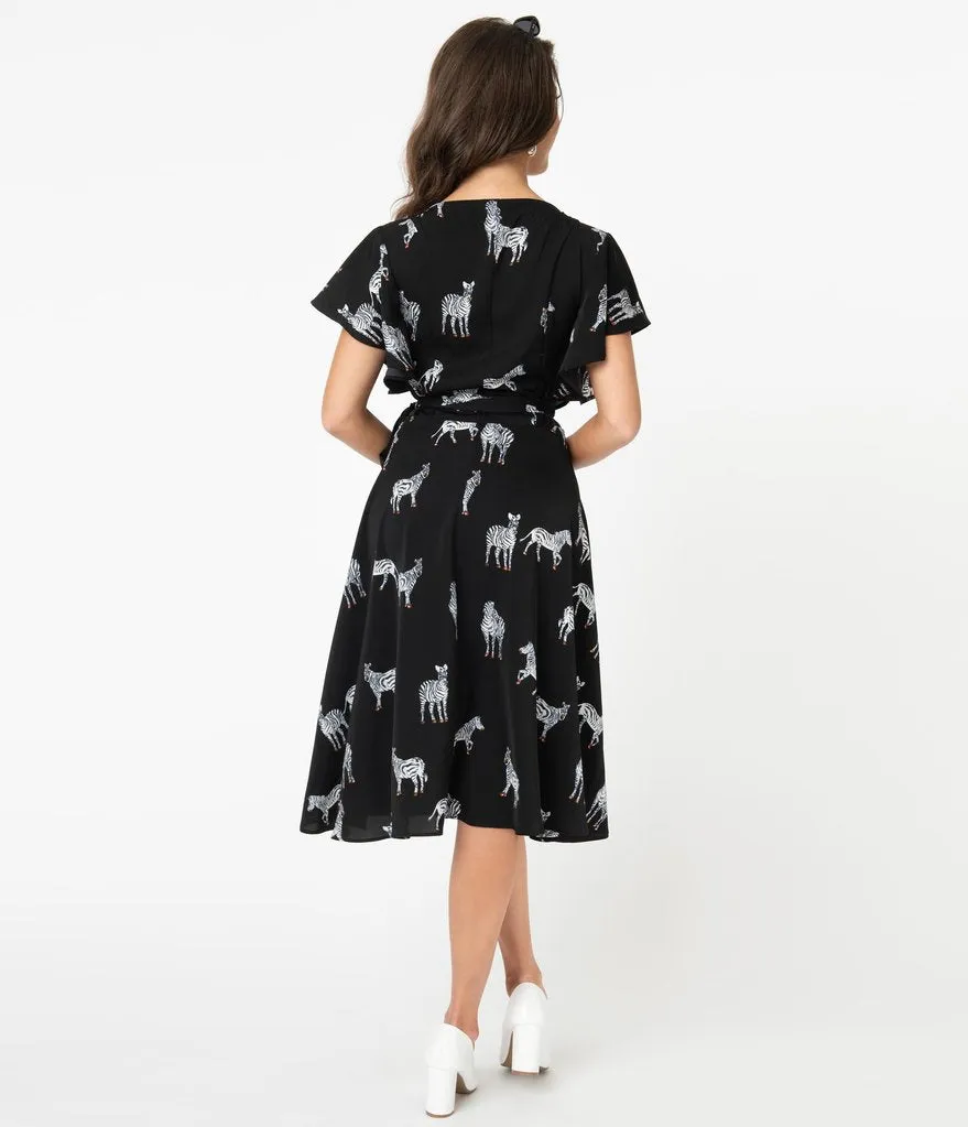 Zebra Print Luella Wrap Dress - Unique Vintage