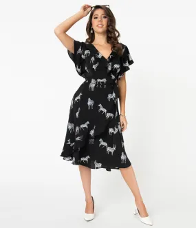 Zebra Print Luella Wrap Dress - Unique Vintage